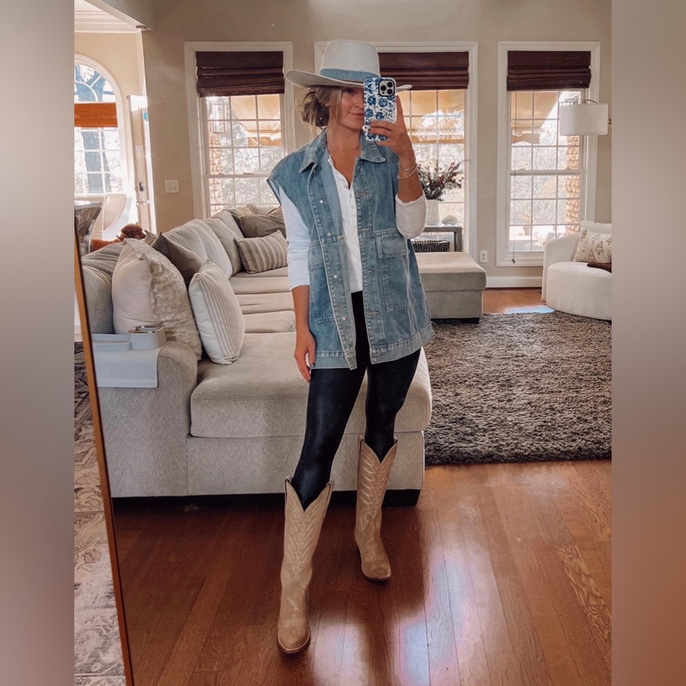 Women’s Vintage Denim Jean Oversized Button Down Vest